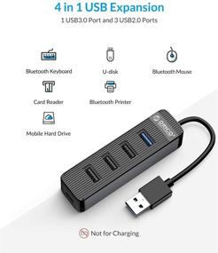 img 3 attached to 🔌 ORICO 4-Port USB Hub - Ultra Slim Data Hub: USB 3.0 & 2.0 2-in-1 with 5V Power Supply - Ideal for MacBook, iMac, Surface Pro, XPS, Laptop, Flash Drives, Mobile HDD, Keyboard, Mouse, and More