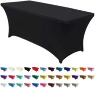 🖤 abccanopy spandex table cover 6 ft. fitted - premium polyester tablecloth stretch spandex table cover in 30+ vibrant colors - table toppers (6 ft, black) logo