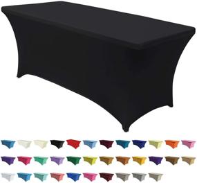 img 4 attached to 🖤 ABCCANOPY Spandex Table Cover 6 ft. Fitted - Premium Polyester Tablecloth Stretch Spandex Table Cover in 30+ Vibrant Colors - Table Toppers (6 FT, Black)