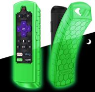 roku voice, roku express 4k+ 2021, ultra lt enhanced voice, express 3930, premiere+ 3921, streaming stick+ remote case: honey comb anti slip shockproof silicone cover in green glow logo