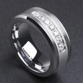 img 3 attached to King Will GEM Mens 8mm Black Polished Tungsten Carbide Ring with Cubic Zircon Stones – Flat Style for a Bold and Elegant Look