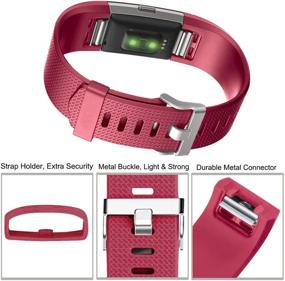 img 3 attached to Заменяемые ремешки Fitbit Charge 2 для женщин и мужчин - 3-пакетные спортивные ремешки для часов Fitbit Charge2 HR Fitness Tracker - черные, винно-красные, серые