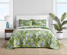 img 3 attached to Tommy Bahama Aregada Dock Quilt Set - 100% Cotton, Reversible, Lightweight & Breathable Bedding with Matching Shams - King Size, Sky - Pre-Washed for Extra Softness