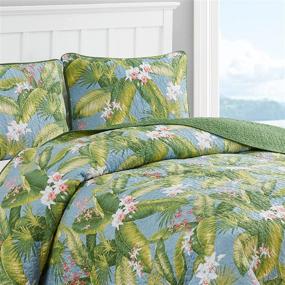 img 1 attached to Tommy Bahama Aregada Dock Quilt Set - 100% Cotton, Reversible, Lightweight & Breathable Bedding with Matching Shams - King Size, Sky - Pre-Washed for Extra Softness