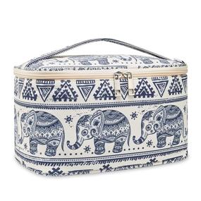 img 4 attached to 🐘 Large Travel Makeup Bag for Women and Girls - Cosmetic Case Organizer (Elephant Design)