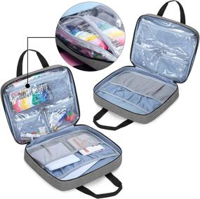 img 3 attached to LoDrid Embroidery Project Bag - Square Storage Tote for Embroidery & Cross 👜 Stitch Kits - Portable Craft Carry Case with Multiple Pockets - Gray (Bag Only)