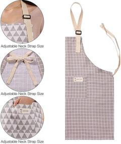 img 2 attached to 👩 Linen Cooking Apron Set - Adjustable Kitchen Apron with Pocket for Chef, Women, Men - Ideal for Baking & Culinary Tasks