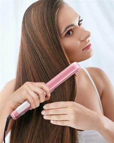 img 1 attached to Dark Rose Gold, Dual Voltage Professional Hair Straightener: Fast-Heating Titanium Flat Iron for Shiny, Sleek Hair