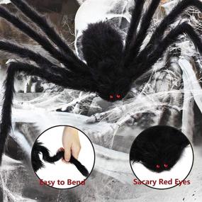 img 1 attached to 🕷️ Complete Spider Web Halloween Decorations Set: 60" Giant Spider, 35" Giant Spider, 23FTx18FT Huge Spider Web, 20pcs Small Spider + 80g Stretch Web for Outdoor Halloween Yard Decorations, Party, Haunted Lawn