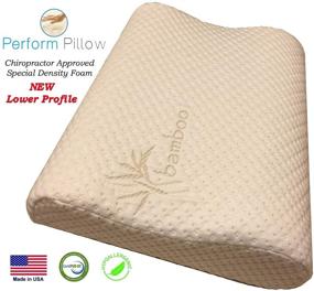 img 2 attached to 🌙 Thin Profile Memory Foam Neck Pillow - Chiropractor Approved Relief for Neck Pain - Double Contour Design - Washable Bamboo Cover - Ideal for a Restful Sleep (Thin Profile)