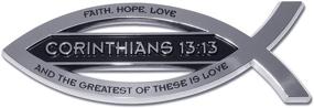 img 1 attached to Elektroplate Christian Fish Corinthians 13:13 Verse Chrome Auto Emblem