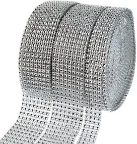 img 4 attached to 💎 Shimmer & Shine: 2 Rolls 8 Row 10 Yard + 1 Roll 4 Row 10 Yard Acrylic Rhinestone Diamond Ribbon - Silver Bling Diamond Wrap Ribbon perfect for Wedding Cakes, Birthday Decorations, Baby Shower Events, Arts and Crafts- 3 Rolls in Total!
