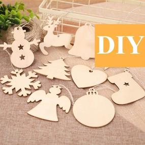 img 3 attached to 🎄 Jolik 100-Piece Unfinished Wooden Christmas Ornaments - DIY Hanging Crafts for Christmas Decoration, 10 Assorted Shapes