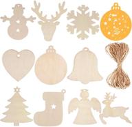 🎄 jolik 100-piece unfinished wooden christmas ornaments - diy hanging crafts for christmas decoration, 10 assorted shapes logo