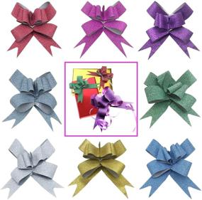 img 2 attached to 🎁 80 PCS Colored Pull Bows Ribbon with 1 Roll Glue Point, Woohome Pull Bows Gift Knot Ribbon for Christmas, Wedding, Party, Valentine's Day Decoration and Birthday Gift Wrapping