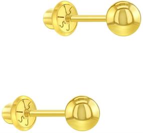 img 3 attached to 14k Yellow Gold Classic Ball Screw Back Earrings for Babies, Toddlers & Young Girls - Small, Cute and Safe Earrings for Little Girls