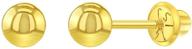 14k yellow gold classic ball screw back earrings for babies, toddlers & young girls - small, cute and safe earrings for little girls logo