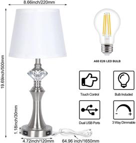 img 3 attached to 💡 Set of 2 Zorykn Modern Dimmable Table Lamps for Living Room - Touch Control Bedside Lamp with Dual USB Charging Ports, Farmhouse Lamp for Nightstand in Bedroom - Fabric Shade, Bulbs Included (5000K)