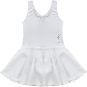 img 3 attached to 🩰 TiaoBug Kids Girls Dance Leotard: Sleeveless, Shiny Dancer on The Back, Ballet Dress with Gymnastics Tutu Skirt