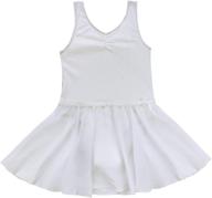 🩰 tiaobug kids girls dance leotard: sleeveless, shiny dancer on the back, ballet dress with gymnastics tutu skirt logo