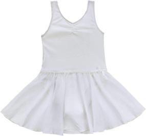 img 4 attached to 🩰 TiaoBug Kids Girls Dance Leotard: Sleeveless, Shiny Dancer on The Back, Ballet Dress with Gymnastics Tutu Skirt