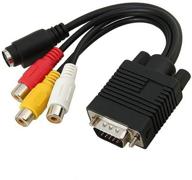 🔌 2 pack vga to rca cable - vga male to s-video 3 rca female composite av tv out adapter converter video cable for tv pc computer av projector логотип