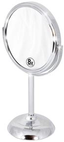 img 2 attached to 🪞 Decobros 6-inch Chrome Vanity Mirror: Tabletop Swivel Design, Dual-Sided with 8X Magnification