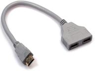 high-quality hdmi cable - 1080p male to dual hdmi female 1 to 2 way hdmi splitter adapter for hdmi hd, led, lcd, tv (gray) logo