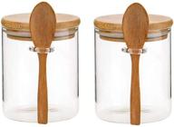 🍯 piscepio glass jar containers- clear kitchen canisters with bamboo lid & spoon | airtight wooden scoop | food storage organization set (2pcs, 450ml) логотип