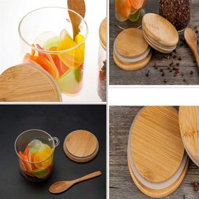 img 1 attached to 🍯 Piscepio Glass Jar Containers- Clear Kitchen Canisters with Bamboo Lid & Spoon | Airtight Wooden Scoop | Food Storage Organization Set (2pcs, 450ML)