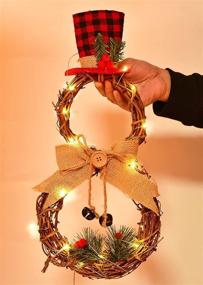 img 4 attached to 🎄 Holiday Christmas Decorations: Xmas Snowman Wreath - 16 Inch Front Door Hanging Decor, Grapevine Wreath