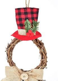 img 2 attached to 🎄 Holiday Christmas Decorations: Xmas Snowman Wreath - 16 Inch Front Door Hanging Decor, Grapevine Wreath
