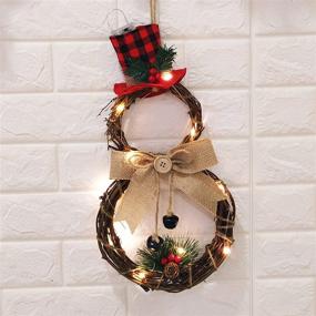 img 3 attached to 🎄 Holiday Christmas Decorations: Xmas Snowman Wreath - 16 Inch Front Door Hanging Decor, Grapevine Wreath