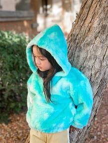 img 1 attached to Children's Tie Dye Sherpa Fleece Hoodies with Zipper and Button Closure - Loose Coats, Pullover Jackets, and Tops