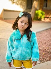 img 3 attached to Children's Tie Dye Sherpa Fleece Hoodies with Zipper and Button Closure - Loose Coats, Pullover Jackets, and Tops