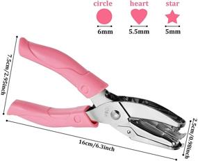 img 3 attached to 🔖 3-Piece Handheld Metal Single Hole Paper Punch with Soft Grip - 0.25" Circle, 0.2" Star, and 0.22" Heart Holes - Ideal for DIY Crafts, Tags, Clothing, Tickets, Scrapbooking