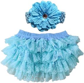 img 4 attached to 👶 Lace Ruffle Diaper Cover Bloomer and Headband Set for Baby Girls by Wennikids