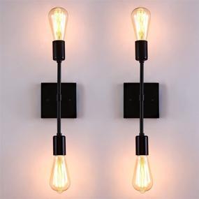 img 4 attached to Black 2-Light Wall Sconce Fixture for Modern Bathroom, Over Mirror Vanity Lighting, Hallway Bedroom Living Room (2 Pack)