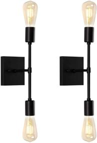 img 3 attached to Black 2-Light Wall Sconce Fixture for Modern Bathroom, Over Mirror Vanity Lighting, Hallway Bedroom Living Room (2 Pack)