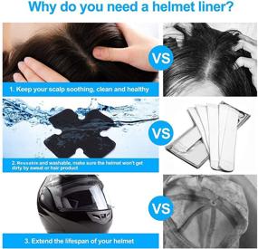 img 3 attached to Motorcycle Helmet Liner, Cooling Helmet Pad with Anti-Sweat Technology, Reusable & Washable, Prevents Stains 🚲 & Odor, Absorbs Dripping Sweat, Hook and Loop Attachment, Ideal for Hard Hats and Bicycle Helmets