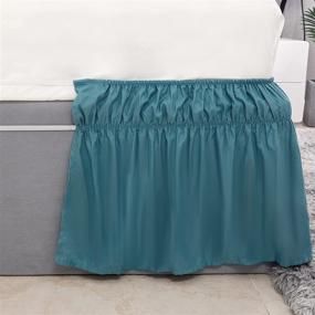 img 2 attached to 🛏️ AYASW Bed Skirt: 13-14 Inch Drop Dust Ruffle with Elastic, Easy On, Queen Size Teal