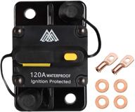 💡 m1a2 circuit breaker 120a waterproof fuse inline holder: resettable fuse for 12v-48v dc system – car stereo, audio, rv, marine, boat, truck logo
