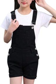 img 4 attached to BINPAW Ripped Overalls Jumpsuit Shortalls Girls' Clothing