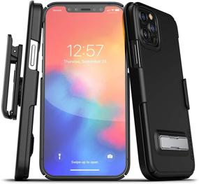 img 4 attached to 📱 Ultra Thin iPhone 12 Pro Belt Case with Kickstand - Encased Slimline Series, Fitted Cover and Holster Clip in Black