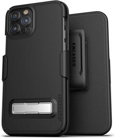 img 3 attached to 📱 Ultra Thin iPhone 12 Pro Belt Case with Kickstand - Encased Slimline Series, Fitted Cover and Holster Clip in Black