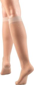 img 2 attached to 🧦 Truform Sheer Compression Stockings: Women's Knee High, 15-20 mmHg, Dot Pattern, Nude, Medium - Effective Relief for Leg Circulation