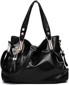 img 4 attached to LIZHIGU Leather Shoulder Handbags for Women, Fashion Satchels with Wallets