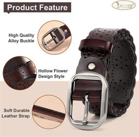 img 2 attached to JASGOOD Hollow Flower Leather Women's Accessories Belt for Women