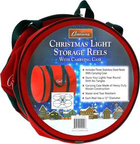 img 3 attached to Christmas Light Storage Reels Container (3 pack) - Durable Metal 🎄 Construction with X-Mas Carrying Bag Case for House Tree Lights - 12-inch