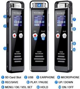 img 1 attached to 🎙️ TOOBOM Voice Activated Recorder - 8GB Digital Audio Recording Device with Playback, Password Protection, Mini Tape and MP3 Player for Lectures, Meetings, Interviews